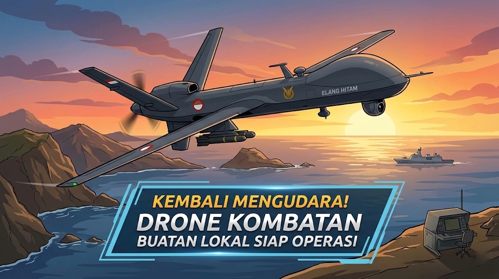 Akhirnya Mengudara! TNI Siap Operasikan 'Elang Hitam', Drone Kombatan Buatan Lokal Pesaing Predator AS!