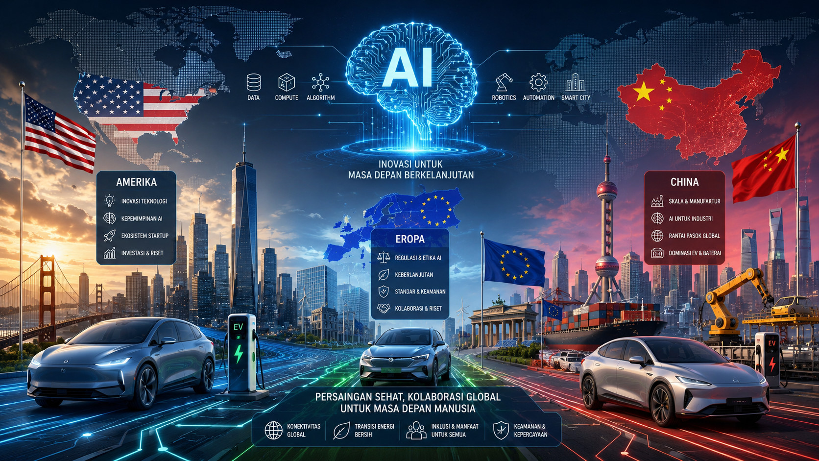 China Luncurkan Organisasi Kerjasama AI Global, Eropa dan AS Makin Tertinggal dalam Perang EV dan Teknologi