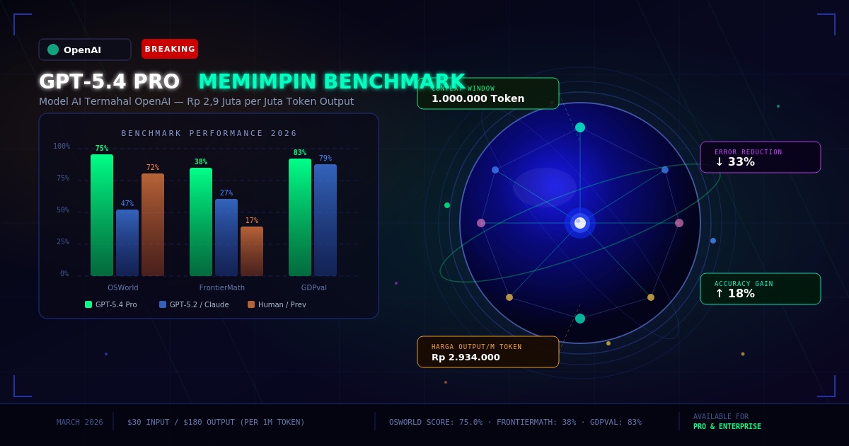 GPT-5.4 Pro Resmi Melibas Semua Pesaing di Benchmark Global, Tapi Harganya Bikin Kantong Jebol
