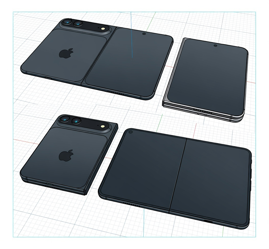 Bocoran Render CAD 3D iPhone Fold Ungkap Desain Lipat Apple yang Berbeda dari Samsung, Meluncur September 2026