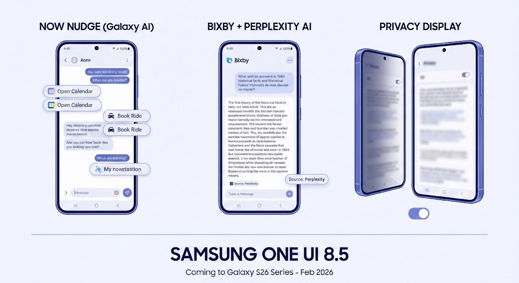 Bocoran Masif One UI 8.5: Fitur "Now Nudge" dan Integrasi Perplexity AI Siap Guncang Galaxy S26 Series!