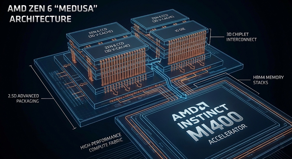 Revolusi Arsitektur AMD 2026: Debut Zen 6 "Medusa" dan Supremasi AI Instinct MI400